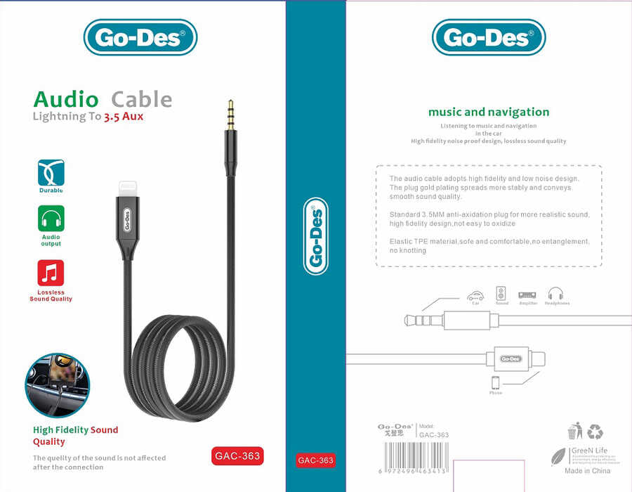 Go-Des GAC-363 Lightning To 3.5mm Aux Kablo - 3 Go-Des GAC-363 Lightning To 3.5mm Aux Kablo - 3